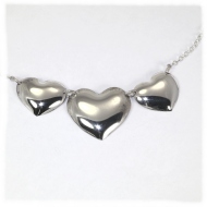 Large and small hearts silver pendant
